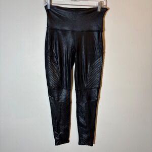 SPANX‎ Faux Leather Moto Leggings Womens L High Waisted Sculpting Black Pants
